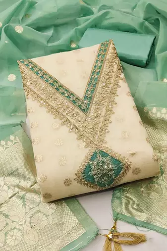 women mind green salwar suit dress material