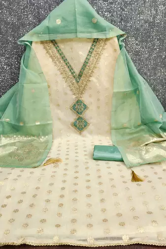 women mind green salwar suit dress material