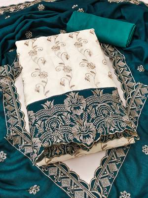women teal vichitra silk salwar suit dress material 2