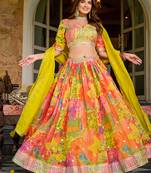 Print Art Silk Designer Lehenga Choli in Multi Colour
