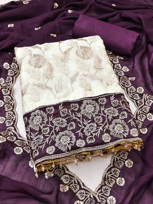 women purple vichitra silk salwar suit dress material 3