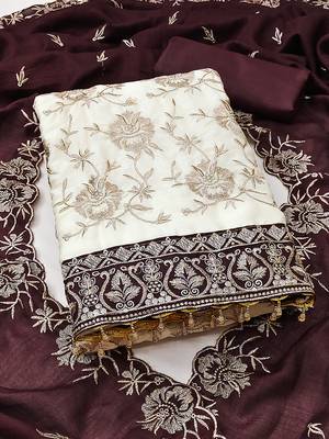 women brown vichitra silk salwar suit dress material 2