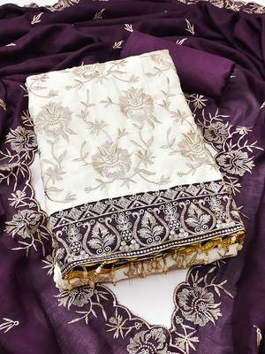 women purple vichitra silk salwar suit dress material 2