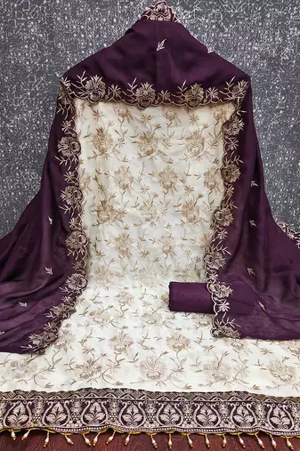 women purple vichitra silk salwar suit dress material