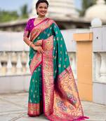 Soft litchi silk paithani jacquard saree (sparkal-paithani-rama)