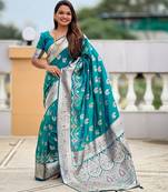 Soft litchi silk banarasi silk jacquard saree (banarasi-15-rama)