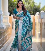 Soft litchi silk banarasi silk jacquard saree (banarasi-6-rama)