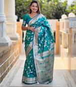 Soft litchi silk banarasi silk jacquard saree (banarasi-4-rama)