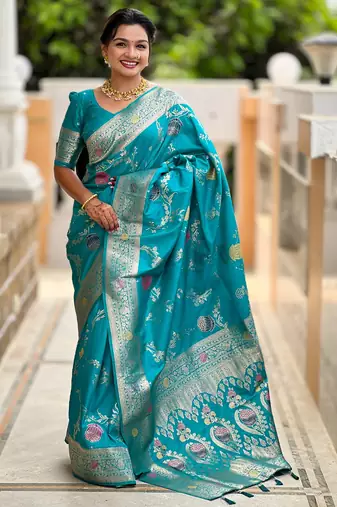 Soft litchi silk banarasi silk jacquard saree (banarasi-2-rama)