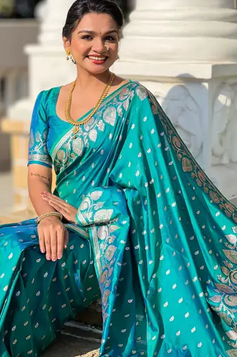 Soft litchi silk banarasi silk jacquard saree (banarasi-9-rama)