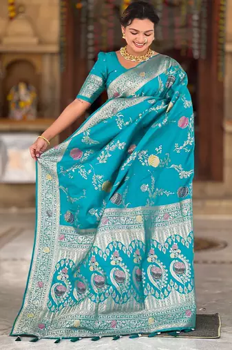 Soft litchi silk banarasi silk jacquard saree (banarasi-2-rama)