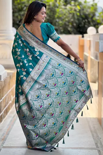 Soft litchi silk banarasi silk jacquard saree (banarasi-4-rama)