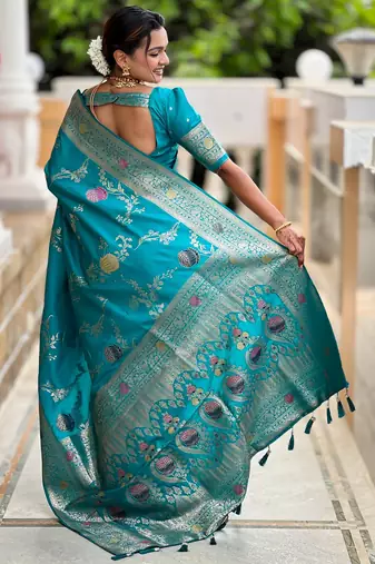 Soft litchi silk banarasi silk jacquard saree (banarasi-2-rama)