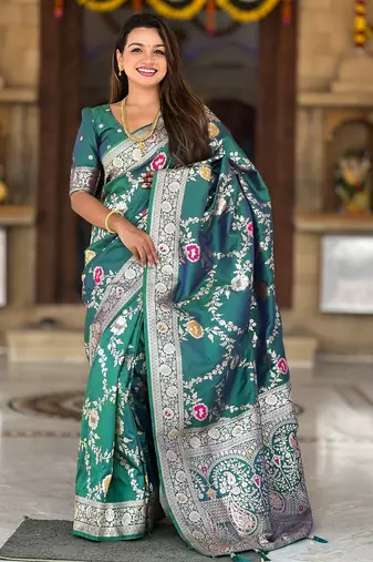 Soft litchi silk banarasi silk jacquard saree (banarasi-1-rama)