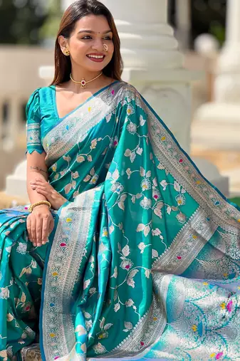 Soft litchi silk banarasi silk jacquard saree (banarasi-4-rama)