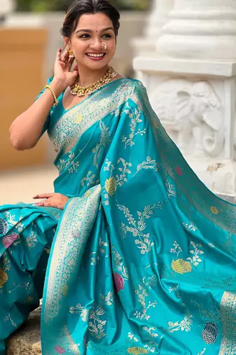Soft litchi silk banarasi silk jacquard saree (banarasi-2-rama)