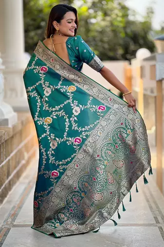 Soft litchi silk banarasi silk jacquard saree (banarasi-1-rama)