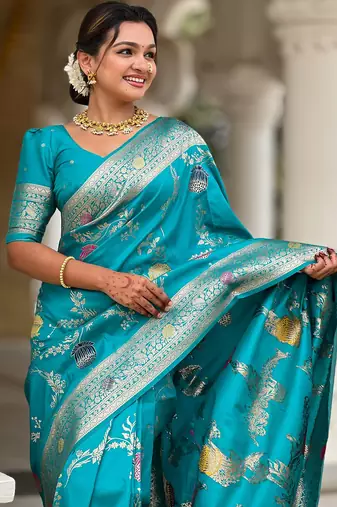 Soft litchi silk banarasi silk jacquard saree (banarasi-2-rama)