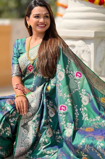 Soft litchi silk banarasi silk jacquard saree (banarasi-1-rama)