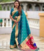 Soft litchi silk paithani jacquard saree (ganpati-paithani-rama)