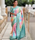 Soft litchi silk fancy jacquard bollywood saree (multi-colour-rama)