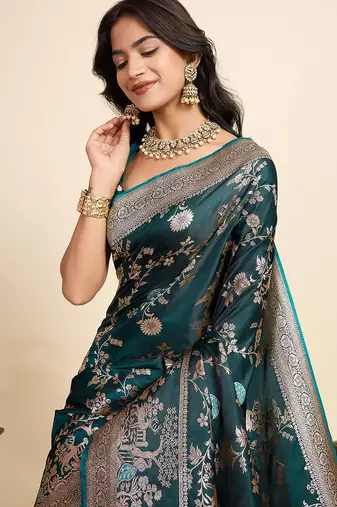 Soft litchi silk paithani jacquard saree (rajgharana-new-rama)