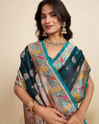 Soft litchi silk paithani jacquard saree (ragini-paithani-rama) 5
