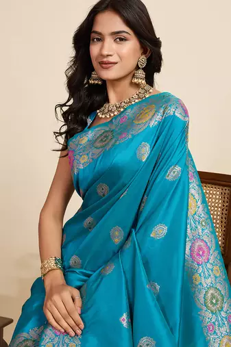 Soft litchi silk banarasi silk jacquard saree (amshuka-rama)