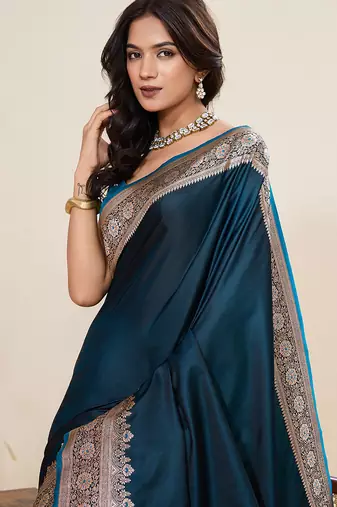 Soft litchi silk banarasi silk jacquard saree (amar-gala-01-rama)