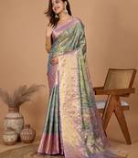 Soft litchi silk kanjeevaram silk jacquard saree (aaradhya-02-rama)