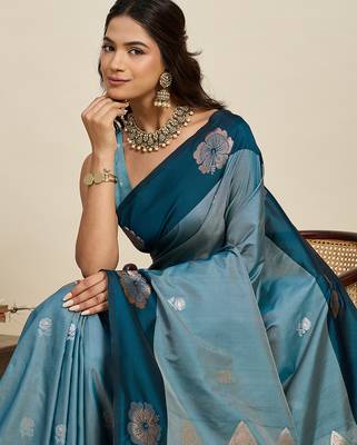 Soft litchi silk banarasi silk jacquard saree (aamrapali-02-rama) 5