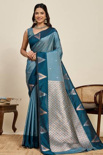 Soft litchi silk banarasi silk jacquard saree (amrapali-01-rama)