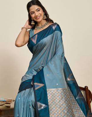 Soft litchi silk banarasi silk jacquard saree (amrapali-01-rama) 5