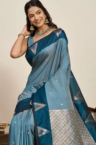 Soft litchi silk banarasi silk jacquard saree (amrapali-01-rama)