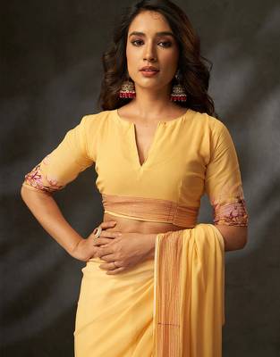 georgette art silk blend digital printed saree with croset work border | unstitched blouse |  quality 2