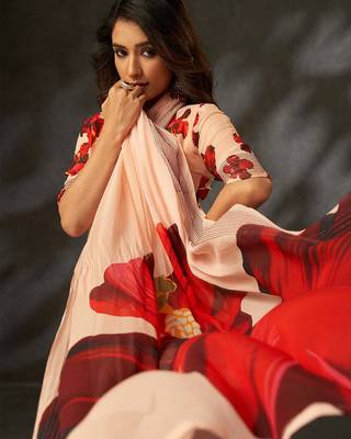 georgette art silk blend digital printed saree with croset work border | unstitched blouse | premium quality 4