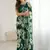 green georgette silk blend printed mirror work border designer saree