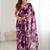 purple georgette silk blend printed mirror work border designer saree