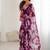 purple georgette silk blend printed mirror work border designer saree