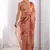 peach georgette silk blend printed moti work border designer saree