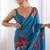 sky blue georgette silk blend printed moti work border designer saree