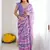 lavender georgette printed mirror work border designer saree