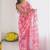 pink georgette  printed mirror work border designer saree