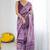 purple georgette  printed mirror work border designer saree