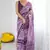 purple georgette printed mirror work border designer saree