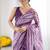 purple georgette  printed mirror work border designer saree
