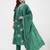 green mul chanderi thread work sequins work straight kurta trouser dupatta set