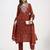 rust mul chanderi thread work sequins work a-line kurta trouser dupatta set