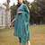 turquoise blue mul chanderi kantha work kurta dupatta pant set