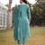 turquoise blue mul chanderi kantha work kurta dupatta pant set